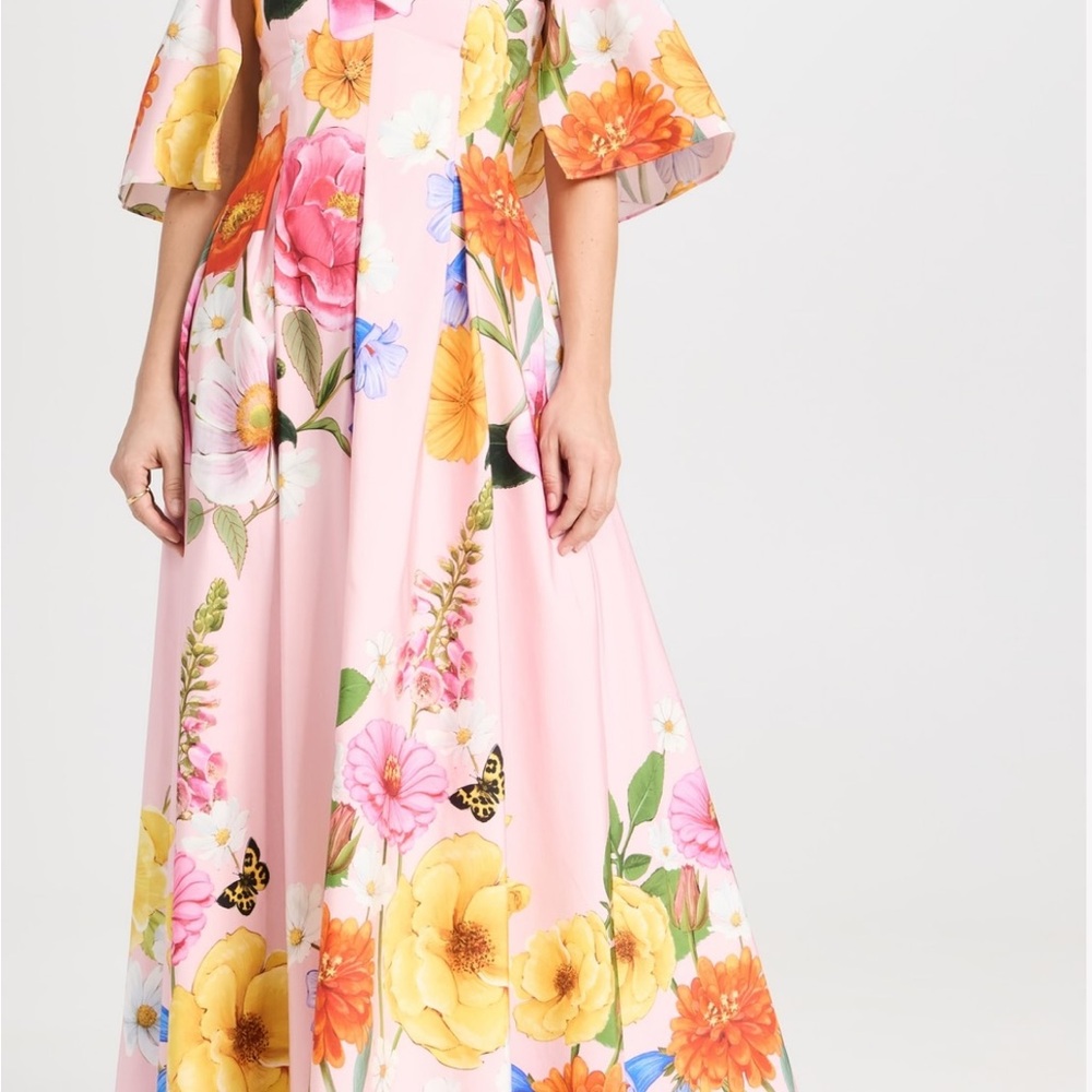 Vibrant Floral Bell Sleeve Maxi Dress
